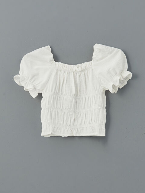 LCW Kids Kare Yaka Kız Çocuk Crop Bluz - S5DM56Z4-R9J