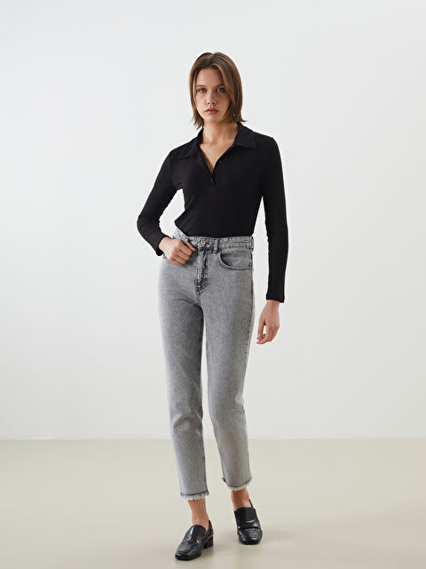 LCW Jeans Mom Fit Kadın Jean Pantolon - S5DM89Z8-GRD