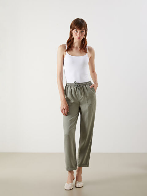 LCW Jeans Beli Lastikli Paperbag Kadın Jean Pantolon - S5DM97Z8-GWK