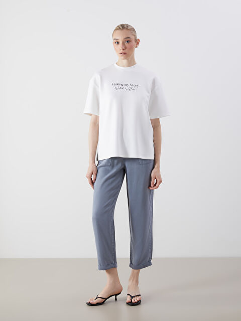 LCW Jeans Beli Lastikli Paperbag Kadın Jean Pantolon - S5DM97Z8-HEL