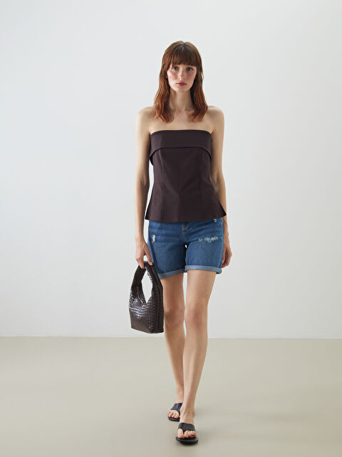 LCW Jeans Boyfriend Fit Yırtık Detaylı Kadın Jean Şort - S5DN12Z8-507