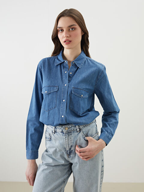 LCW Vision Loose Fit Kadın Jean Gömlek - S5DN44Z8-507