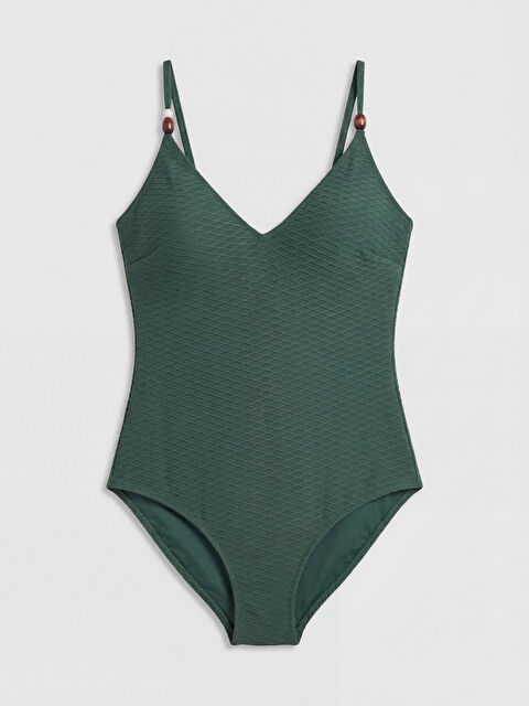 LCW DREAM V Yaka Kendinden Desenli Kadın Mayo