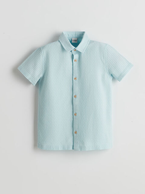 LCW Kids Kısa Kollu Dokulu Erkek Çocuk Gömlek - S5DO27Z4-G2E