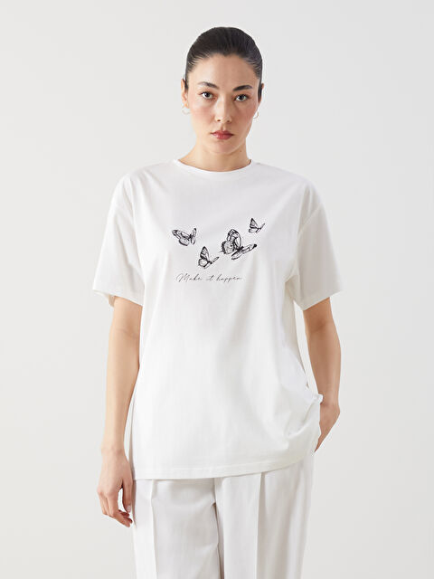 LCWAIKIKI Classic Crew Neck Printed Jersey Women's T-Shirt - S5DP37Z8-FEW