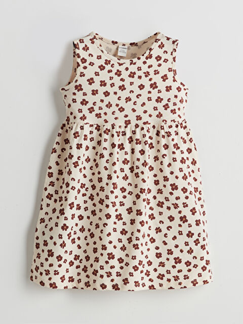 LCW Kids Crew Neck Floral Girls' Jersey Dress - S5DR21Z1-LQB