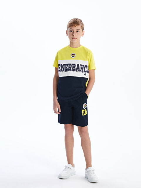 LCW Kids Beli Lastikli Fenerbahçe Baskılı Erkek Çocuk Şort - S5DR28Z4-YGH