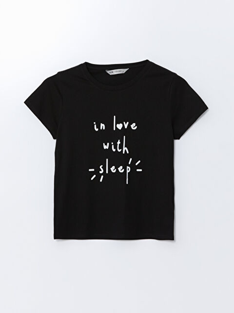 LCW Young Bisiklet Yaka Baskılı Kadın Pijama Üstü - S5DR41Z8-CVL