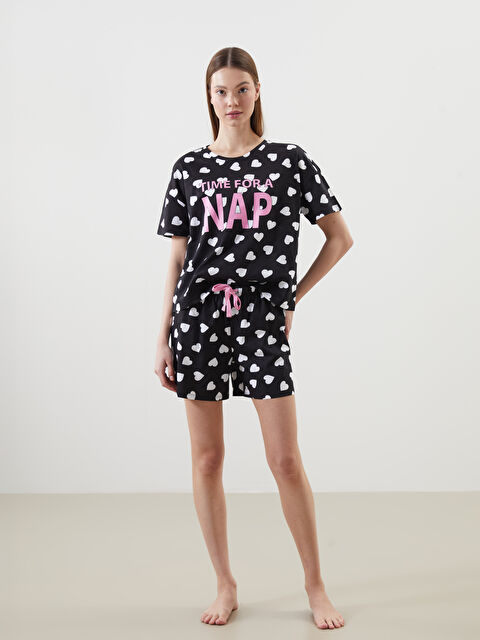 LCW Young Crew Neck Printed Women's Short Pyjama Set - S5DR60Z8-LQJ