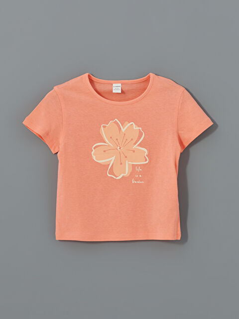 LCW Kids Bisiklet Yaka Çiçekli Kız Çocuk Tişört - S5DR87Z1-FMF