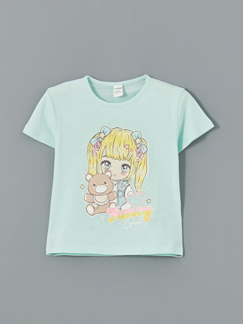 LCW Kids Bisiklet Yaka Baskılı Kız Çocuk Tişört - S5DR98Z1-FVZ