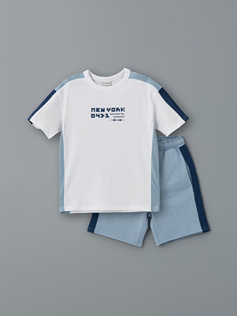 LCW Kids تي شيرت بياقة دائرية وشورت للأولاد - S5DS32Z4-Q6K