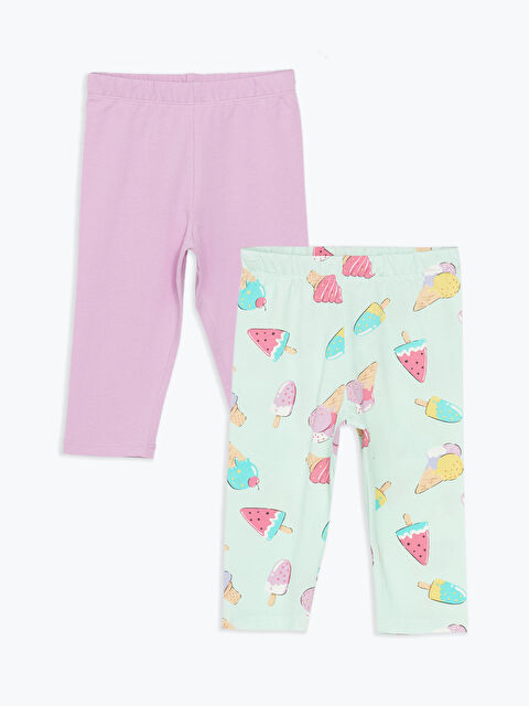 LCW Kids Beli Lastikli Baskılı Kız Bebek Tayt 2'li - S5DS41Z1-LRF