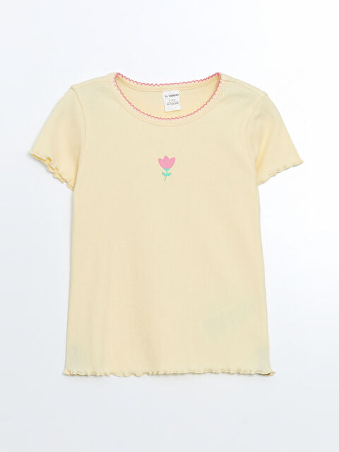 LCW Kids Bisiklet Yaka Çiçekli Kız Çocuk Tişört - S5DS51Z1-FQ0