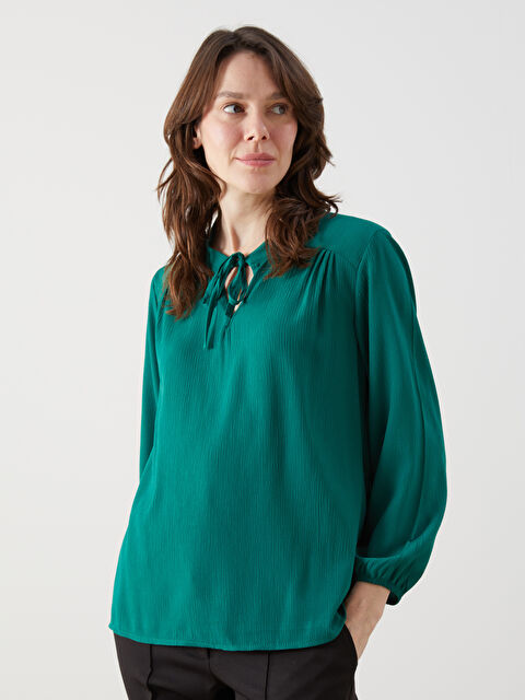 LCWAIKIKI Classic Tie Neck Textured Women's Blouse - S5DU46Z8-HFR