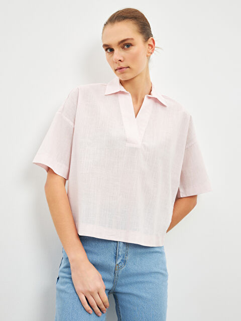 LCWAIKIKI Classic Collared Neck Poplin Women's Blouse - S5DU53Z8-QVS