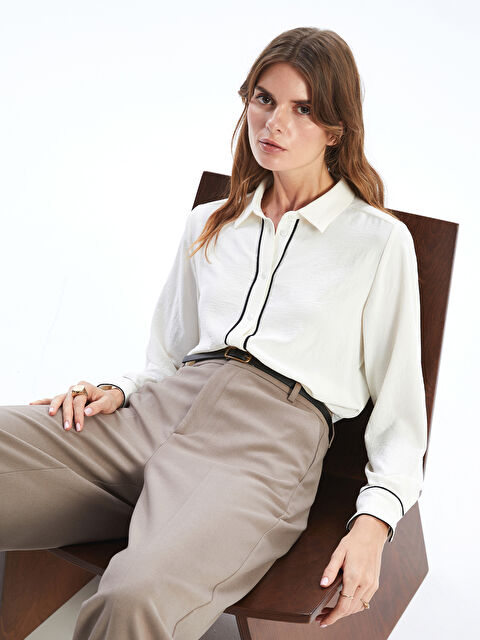 LCWAIKIKI Classic قميص نسائي سادة بأكمام طويلة من أيروبين - S5DU70Z8-FEW