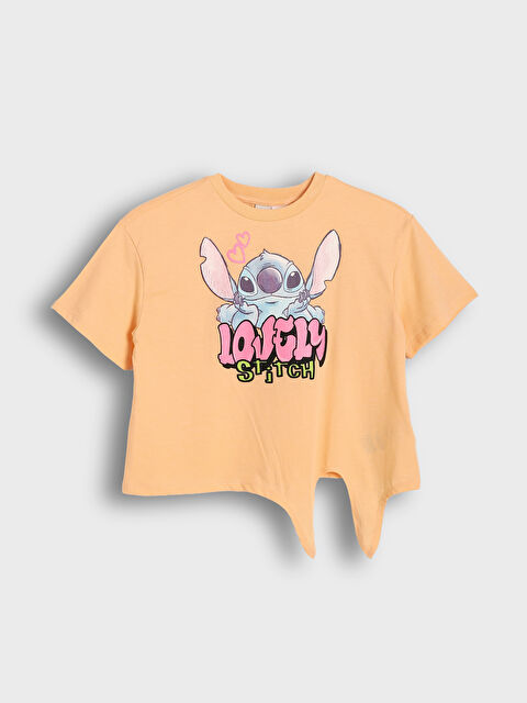 LCW Kids Majica sa okruglim izrezom i štampom Stitch za devojčice - S5DU89Z4-G7W