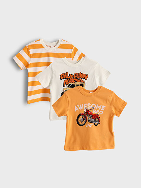 LCW Kids تيشيرت ياقة دائرية مطبوع للأولاد - عبوة من ٣ قطع - S5DV87Z1-R9J