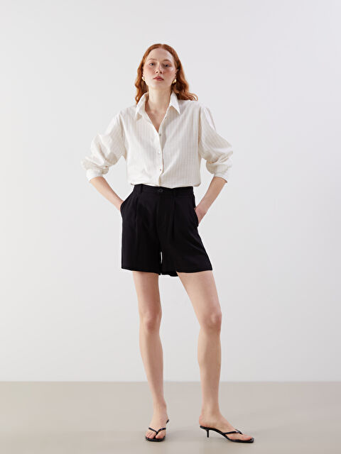 LCW Vision Standart Fit Keten Karışımlı Kadın Şort - S5DY01Z8-CVL