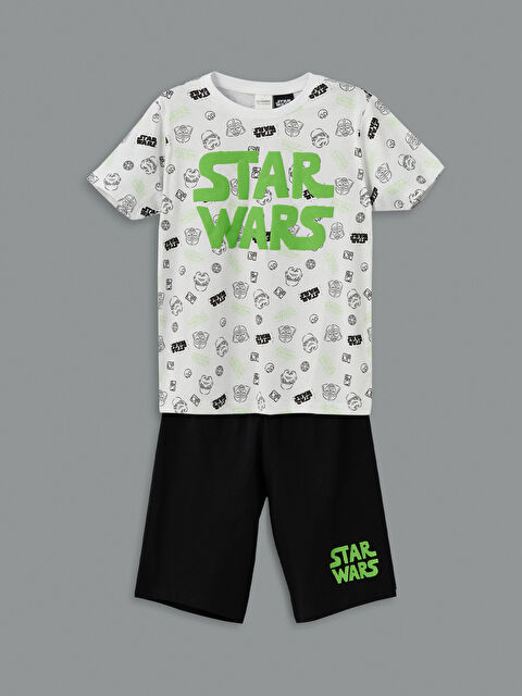 LCW Kids Bisiklet Yaka Star Wars Baskılı Erkek Çocuk Şortlu Pijama Takımı - S5DY37Z4-LU7