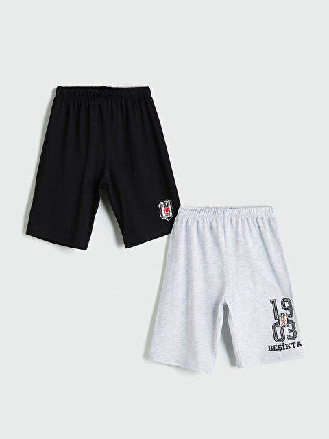 LCW Kids Beli Lastikli Beşiktaş Baskılı Erkek Çocuk Pijama Şort 2'li - S5DY43Z4-CVL