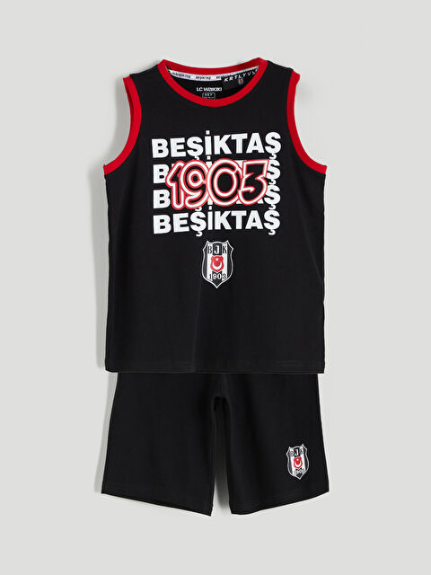 LCW Kids Bisiklet Yaka Beşiktaş Baskılı Erkek Çocuk Şortlu Pijama Takımı - S5DY53Z4-CVL