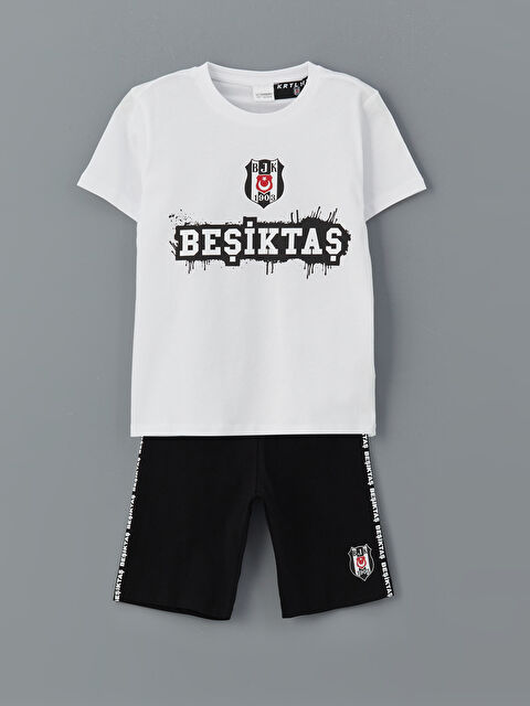 LCW Kids Bisiklet Yaka Beşiktaş Baskılı Erkek Çocuk Şortlu Pijama Takımı - S5DY58Z4-Q6K