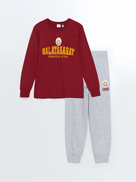 LCW Kids Bisiklet Yaka Galatasaray Baskılı Erkek Çocuk Pijama Takımı - S5DY82Z4-HKD
