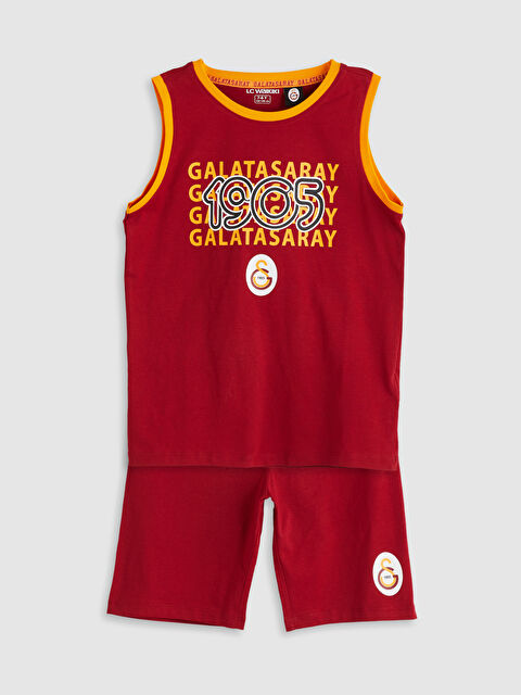 LCW Kids Bisiklet Yaka Galatasaray Baskılı Erkek Çocuk Şortlu Pijama Takımı - S5DY84Z4-HKD
