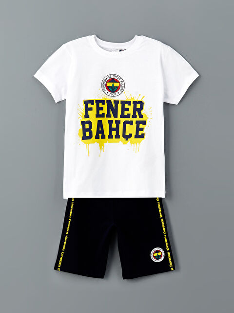 LCW Kids Bisiklet Yaka Fenerbahçe Baskılı Erkek Çocuk Şortlu Pijama Takımı - S5DY87Z4-Q6K