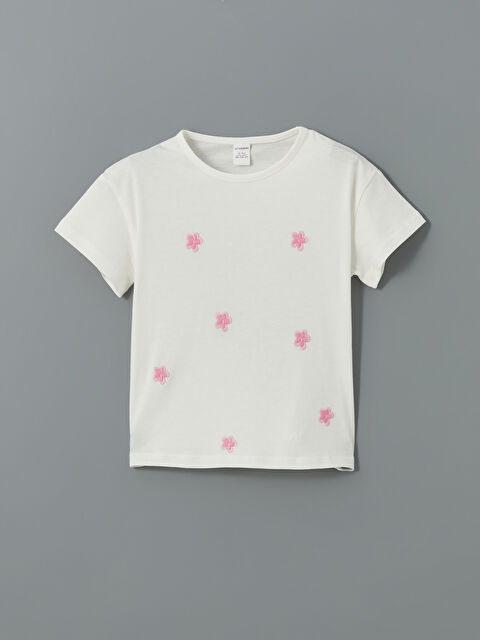 LCW Kids Crew Neck Floral Embroidered Girls' T-Shirt - S5DY91Z1-R9J