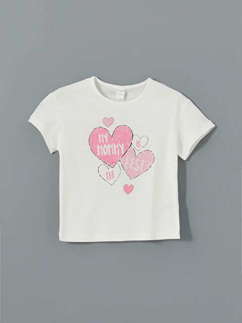 LCW Kids Crew Neck Printed Jersey Girls' T-Shirt - S5EA04Z1-R9J