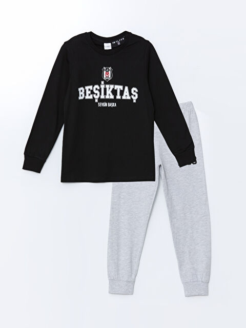 LCW Kids Bisiklet Yaka Beşiktaş Baskılı Erkek Çocuk Pijama Takımı - S5EA09Z4-CVL