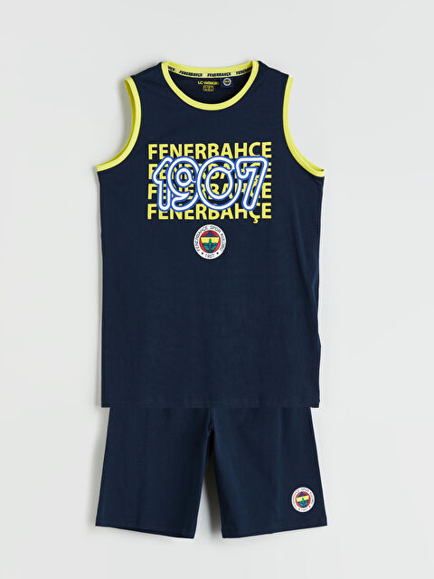 LCW Kids Bisiklet Yaka Fenerbahçe Baskılı Erkek Çocuk Şortlu Pijama Takımı - S5EA15Z4-HKW