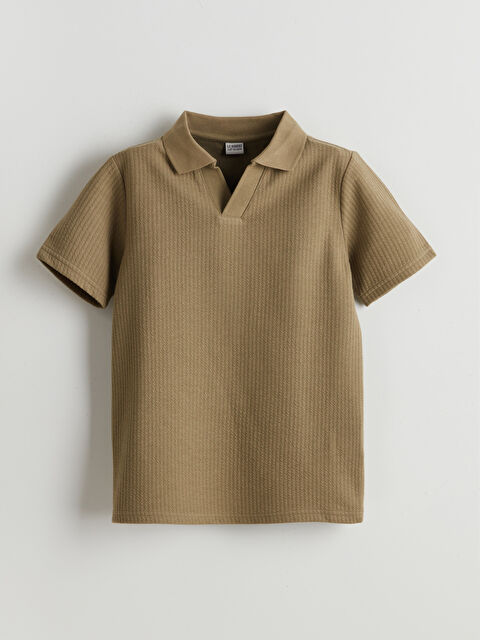 LCW Kids Polo Yaka Dokulu Erkek Çocuk Tişört - S5EB60Z4-GYP