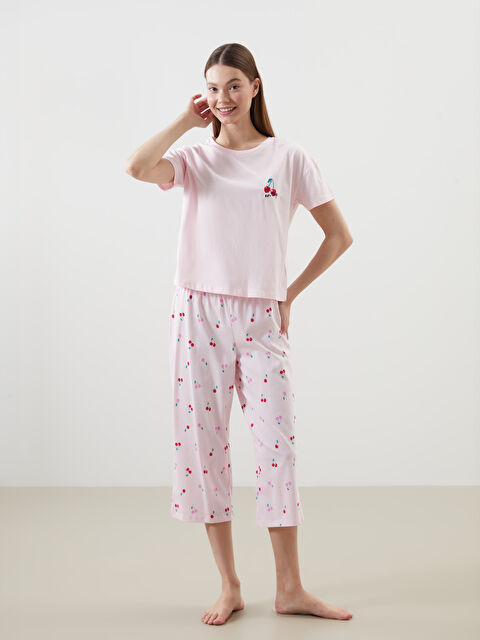 LCW Young Crew Neck Printed Women's Capri Pyjama Set - S5EB90Z8-LSZ