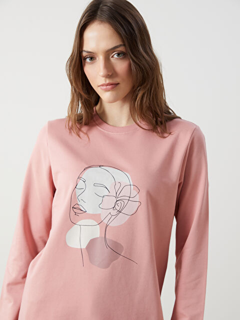 LCWAIKIKI Classic Crew Neck Printed Women's Sweatshirt Tunic - S5EC31Z8-GD6