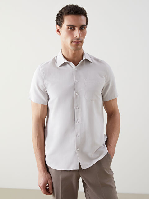 LCW BUSINESS Regular Fit Kısa Kollu Armürlü Erkek Gömlek - S5EC49Z8-G8H