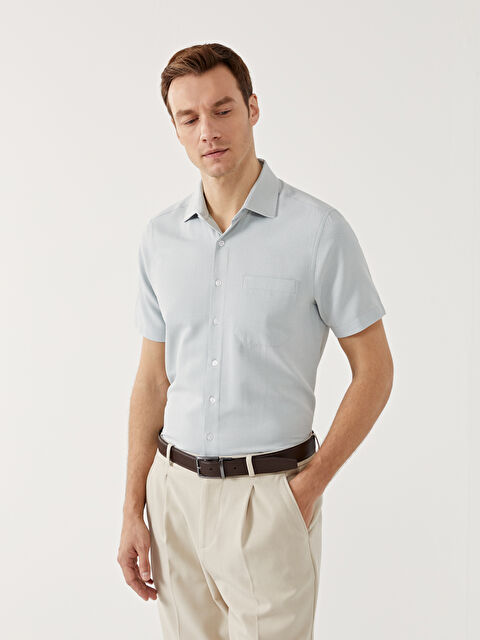 LCW BUSINESS Regular Fit Kısa Kollu Armürlü Erkek Gömlek - S5EC49Z8-S81