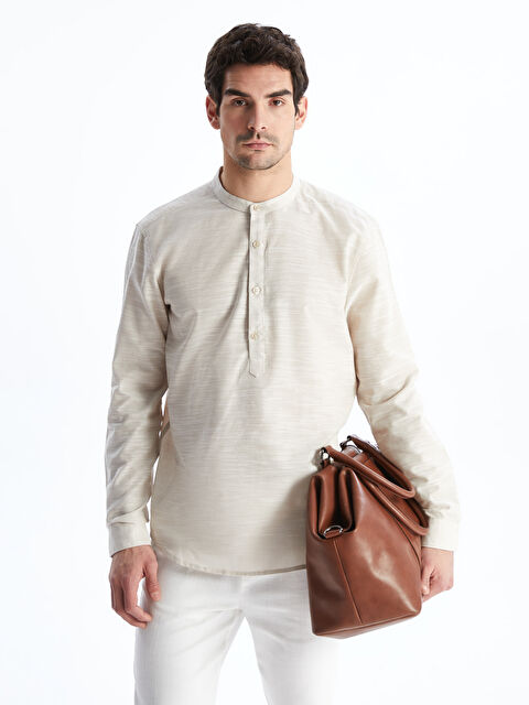 LCW Vision Slim Fit Long Sleeve Poplin Men's Shirt - S5EC50Z8-D4Y