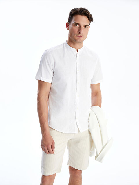 LCW Vision Regular Fit Short Sleeve Linen Blend Men's Shirt - S5EC59Z8-Q6K