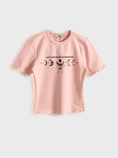 LCWAIKIKI Classic Crew Neck Printed Women's Crop Top - S5EC76Z8-FUT