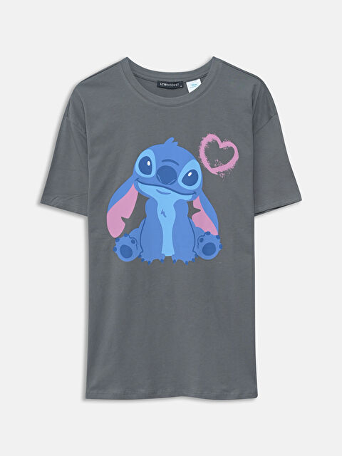 LCW Modest Crew Neck Stitch Printed Women's T-Shirt - S5EC77Z8-GYV