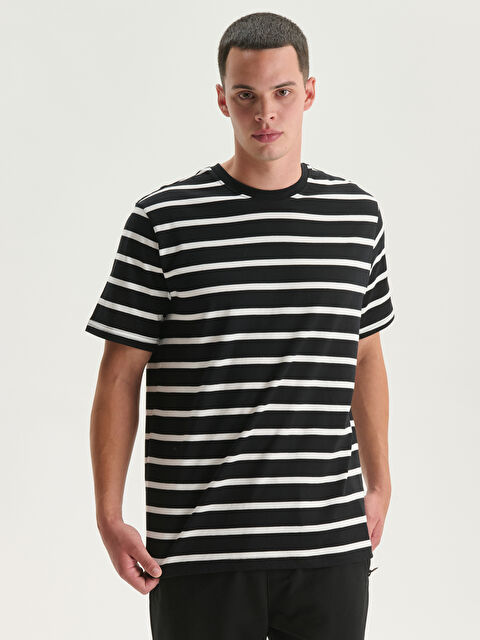 XSIDE Crew Neck Striped Jersey Men's T-Shirt - S5ED00Z8-LEG