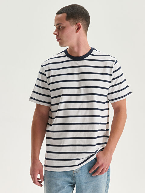 XSIDE Crew Neck Striped Jersey Men's T-Shirt - S5ED00Z8-LFC