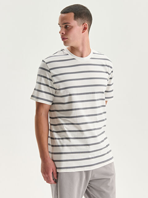 XSIDE Crew Neck Striped Jersey Men's T-Shirt - S5ED00Z8-LFY