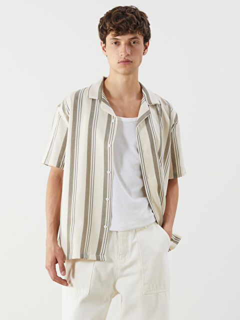 LCW Vision Regular Fit Short Sleeve Striped Men's Shirt - S5ED14Z8-LFT