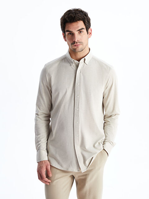 LCW Vision Slim Fit Long Sleeve Oxford Men's Shirt - S5ED15Z8-FPT