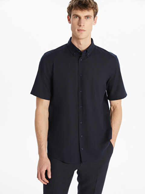 SOUTHBLUE Regular Fit Kısa Kollu Keten Karışımlı Erkek Gömlek - S5ED23Z8-RFH